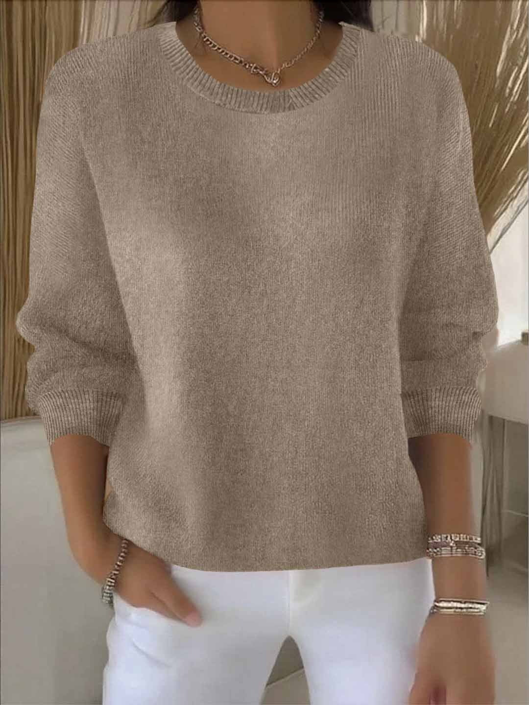 Crew Neck Drop Shoulder Oversized Sweater 3