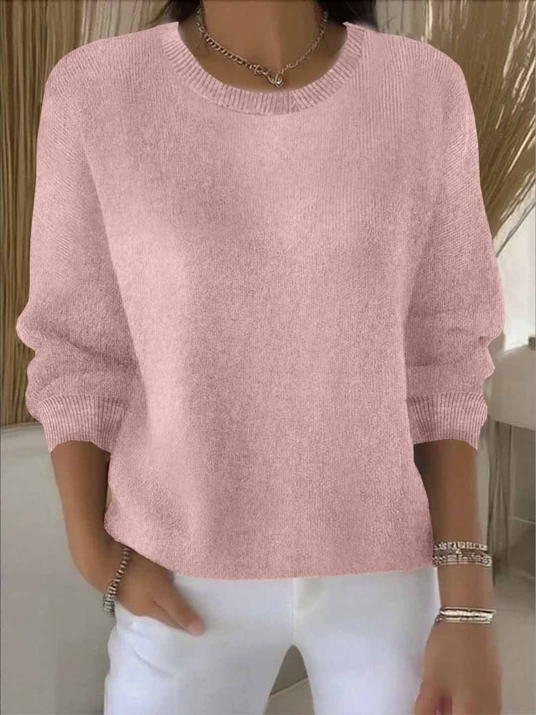 Crew Neck Drop Shoulder Oversized Sweater 7