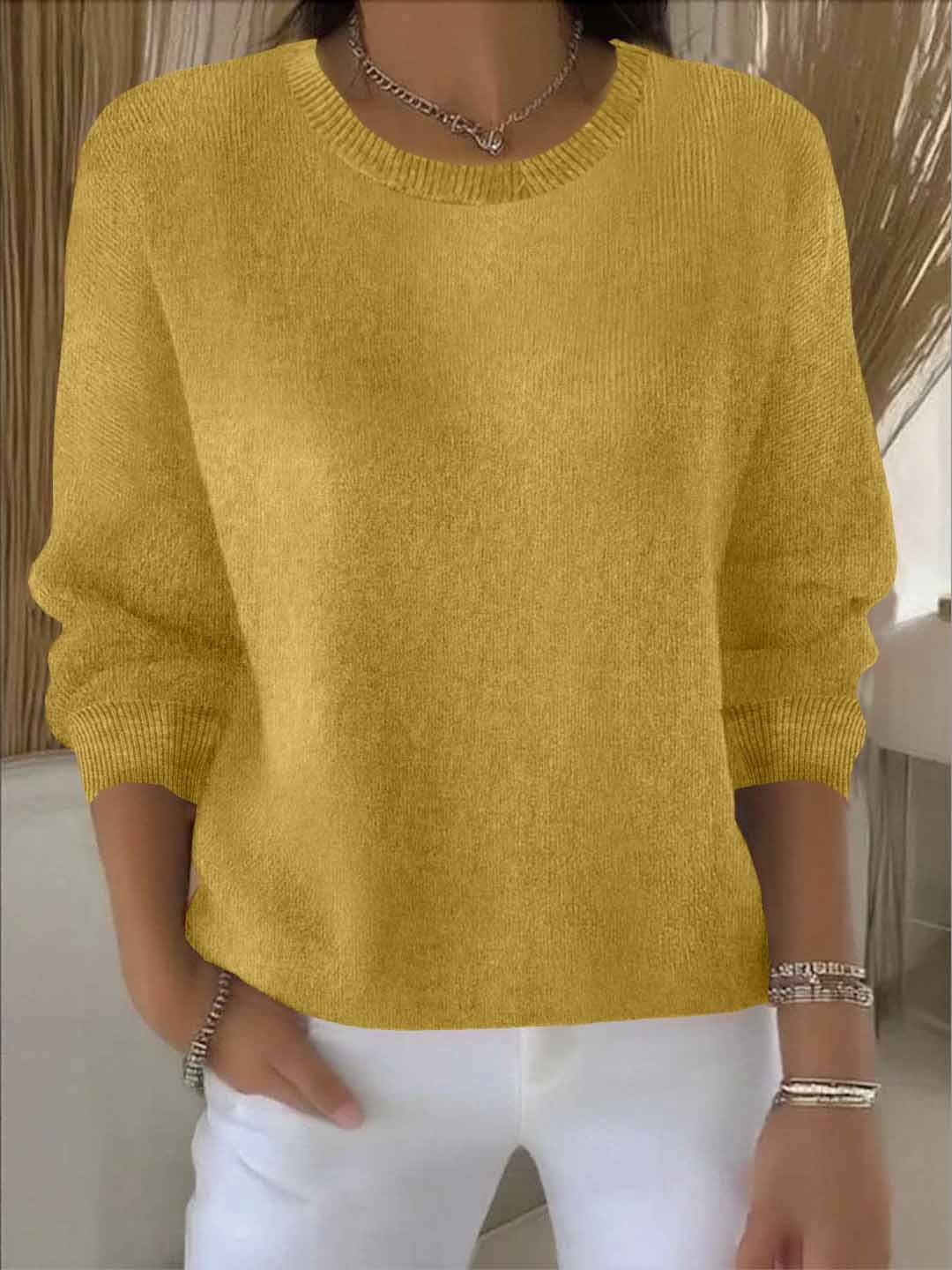 Crew Neck Drop Shoulder Oversized Sweater 8