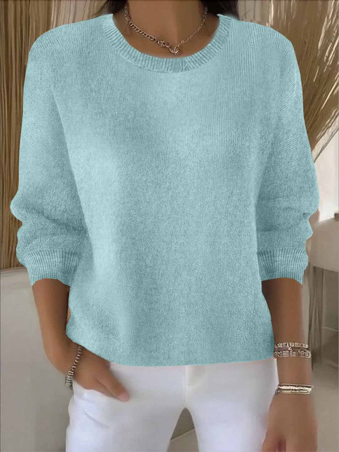 Crew Neck Drop Shoulder Oversized Sweater 12