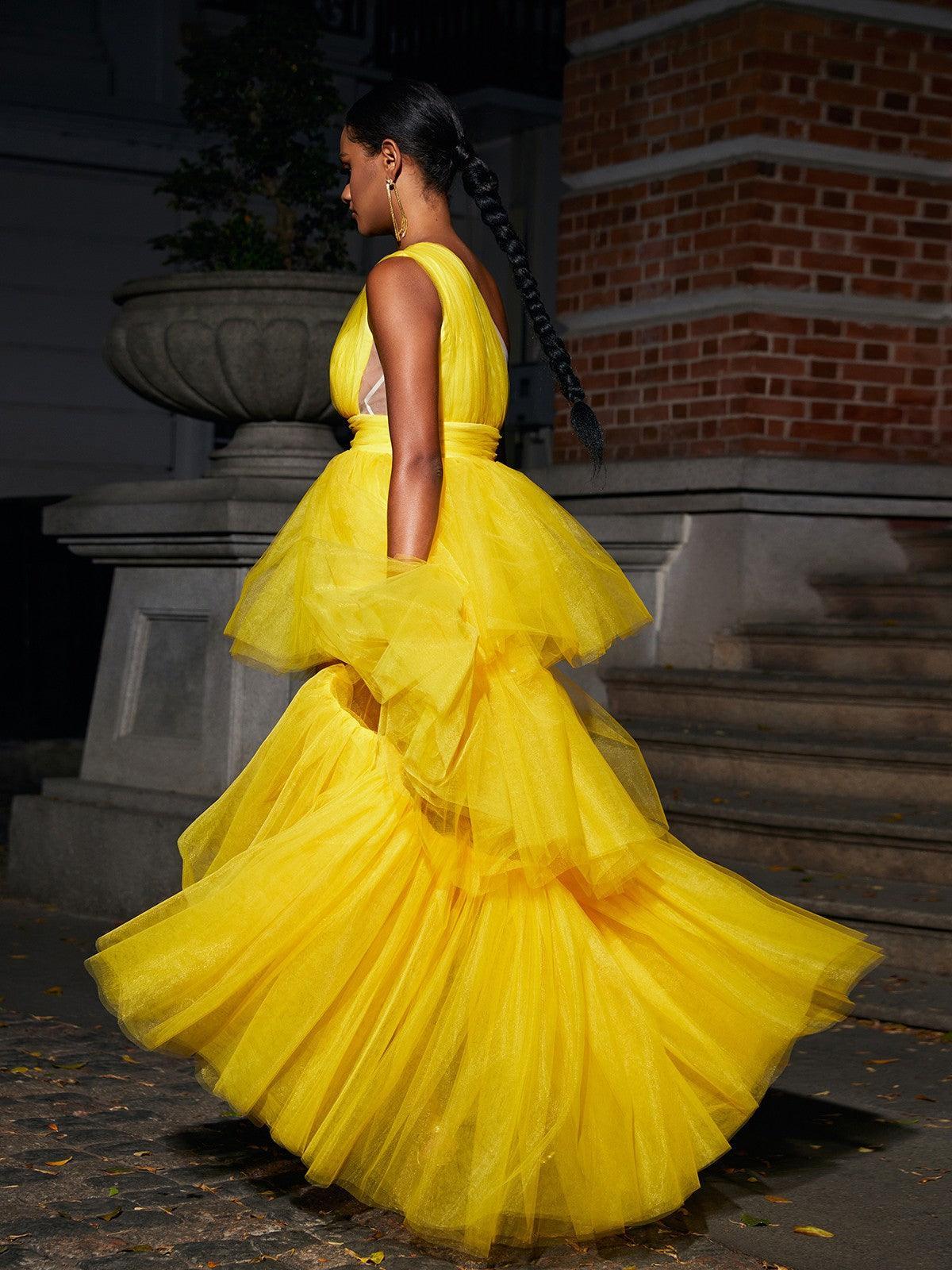 One Shoulder Tulle Maxi Dress - View 6
