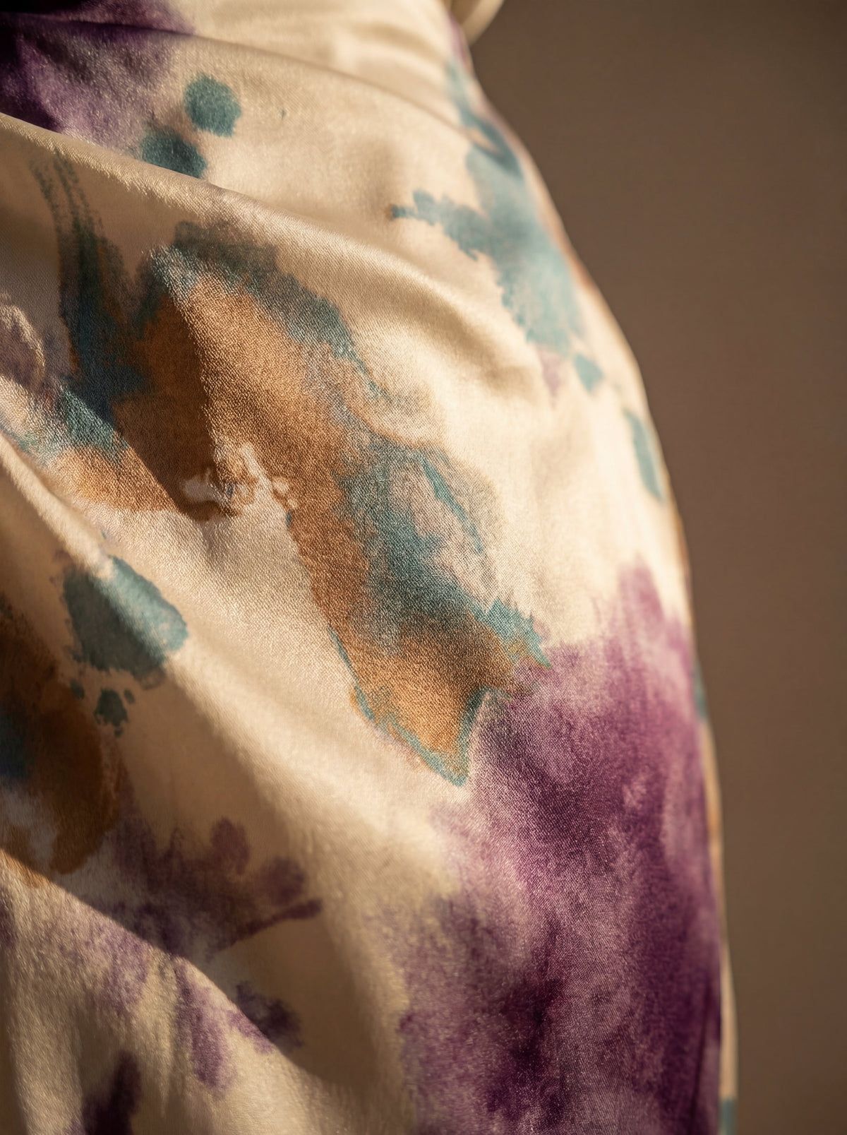 Watercolor Print V-Neck Long Sleeve Wrap Midi Dress 5