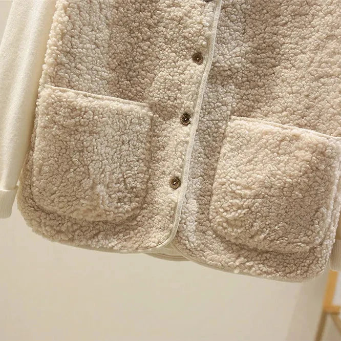 Sherpa Fleece V-Neck Button Front Pocket Vest 13