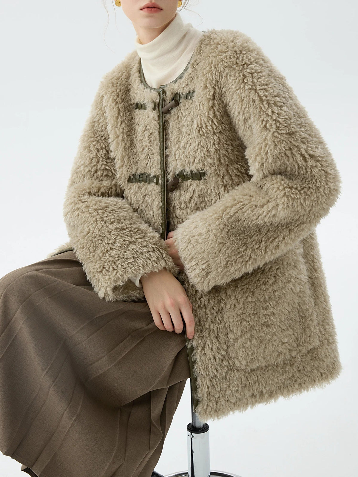 Office Lady One-Piece Lamb Coat