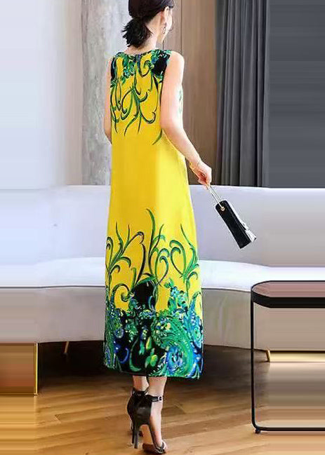 Scroll Border Print Crew Neck Sleeveless Midi Dress - View 5