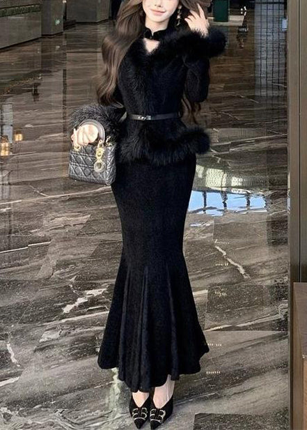 Lace Mock Neck Sleeveless Mermaid Lace Panel Trumpet Maxi Gown - View 5