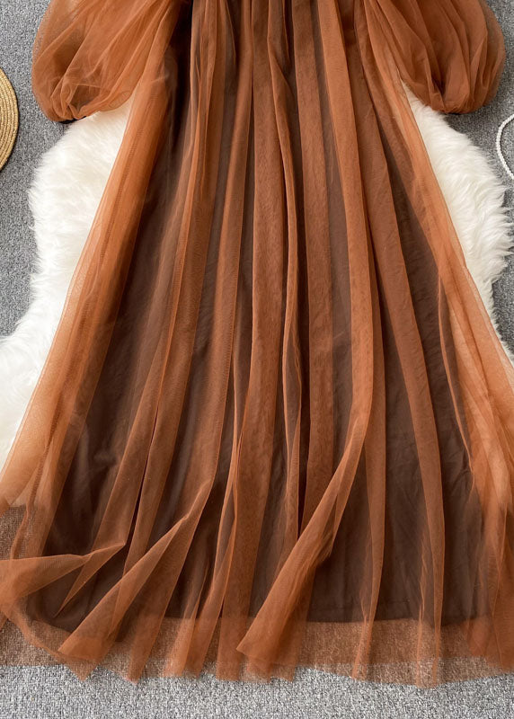 Mesh Overlay Square Neck Spaghetti Strap Cold Shoulder Maxi Gown - View 3