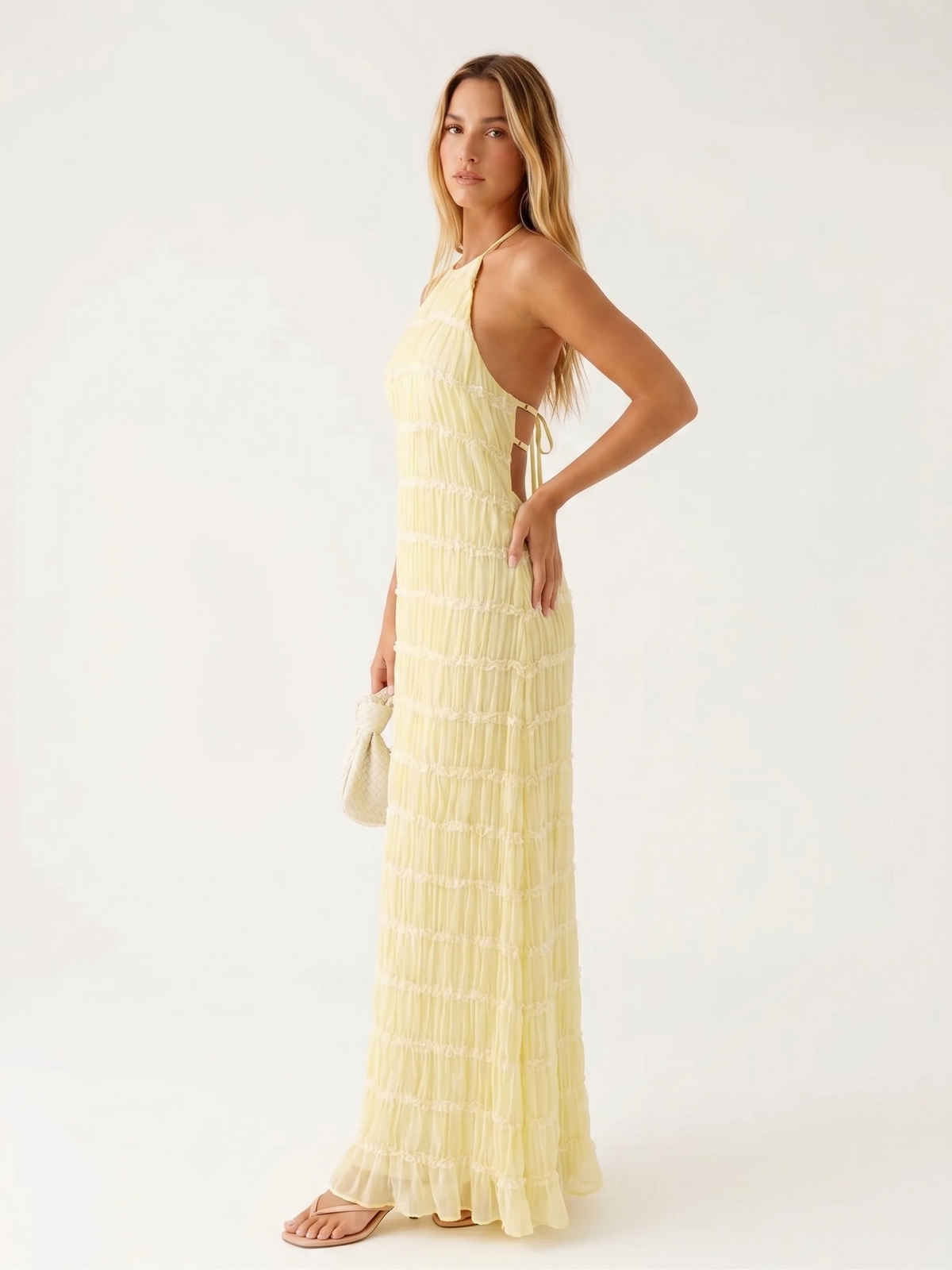 Textured Halter Neck Sleeveless Column Maxi Dress 12