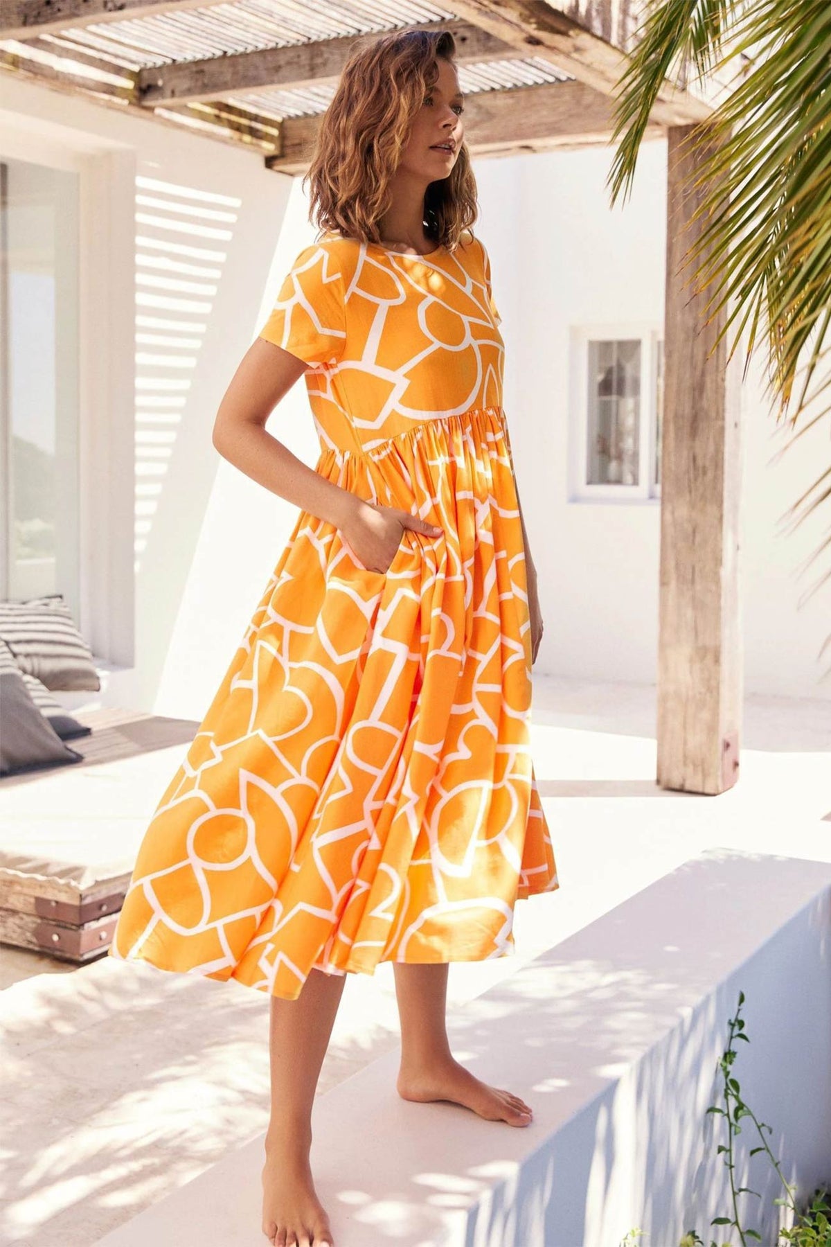 High-Waist Ruched Dress