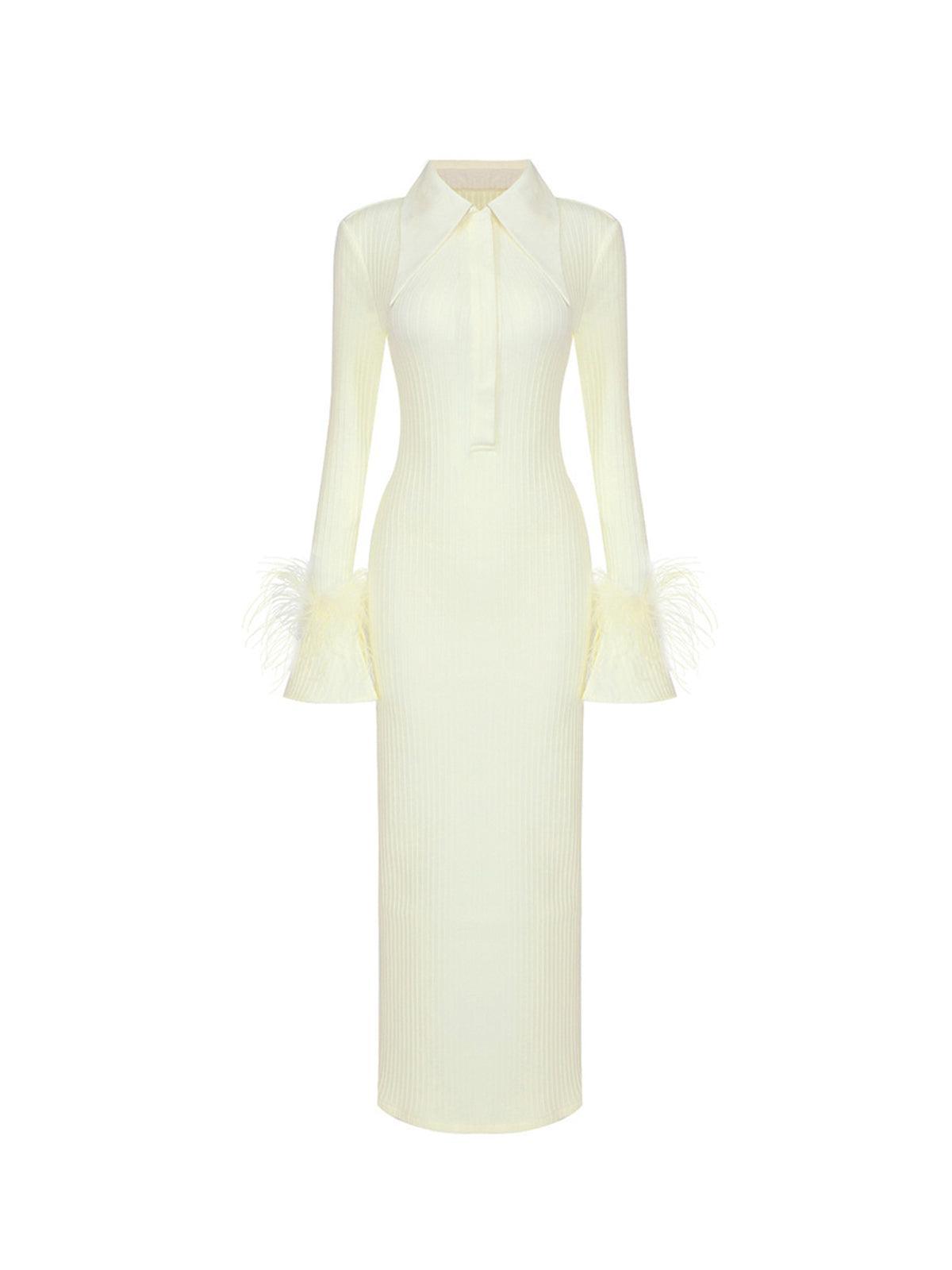 Ginger Long Sleeve Feather Bandage Dress - View 6