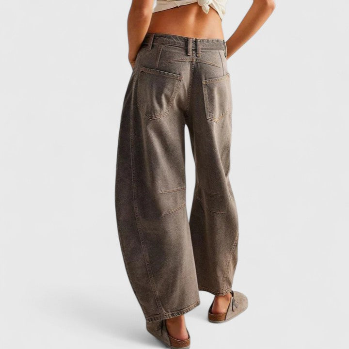 High Waist Faded Barrel Leg Jeans 24