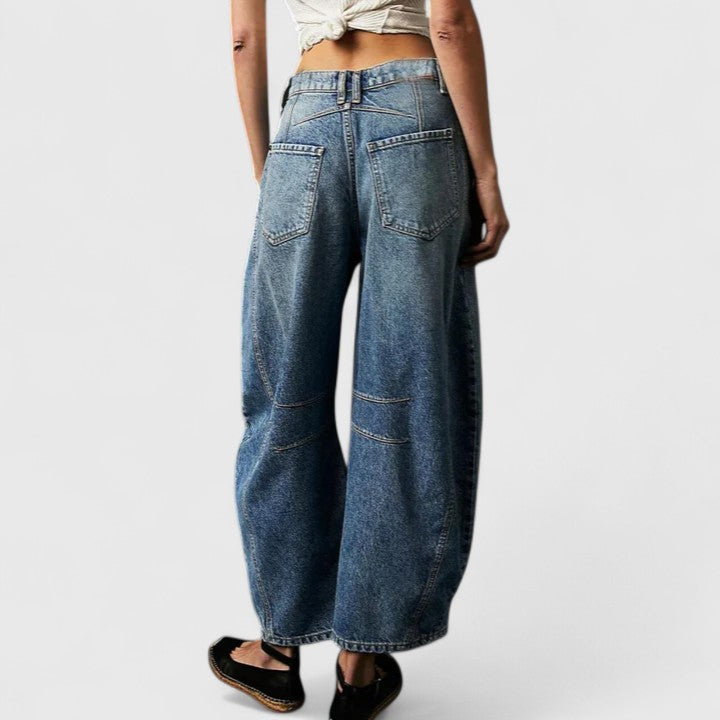 High Waist Faded Barrel Leg Jeans 25