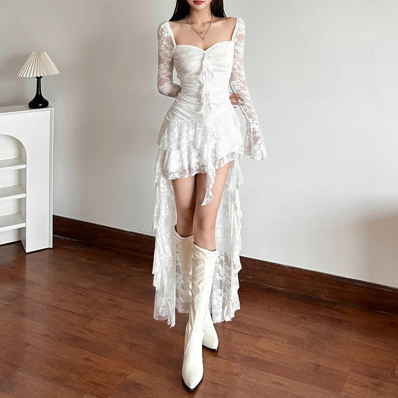 Goth Lace Mullet Mini Dress - View 6