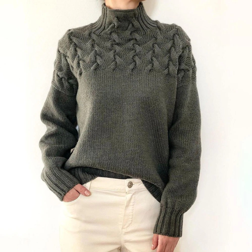 Turtleneck Cable Knit Long Sleeve Sweater 5