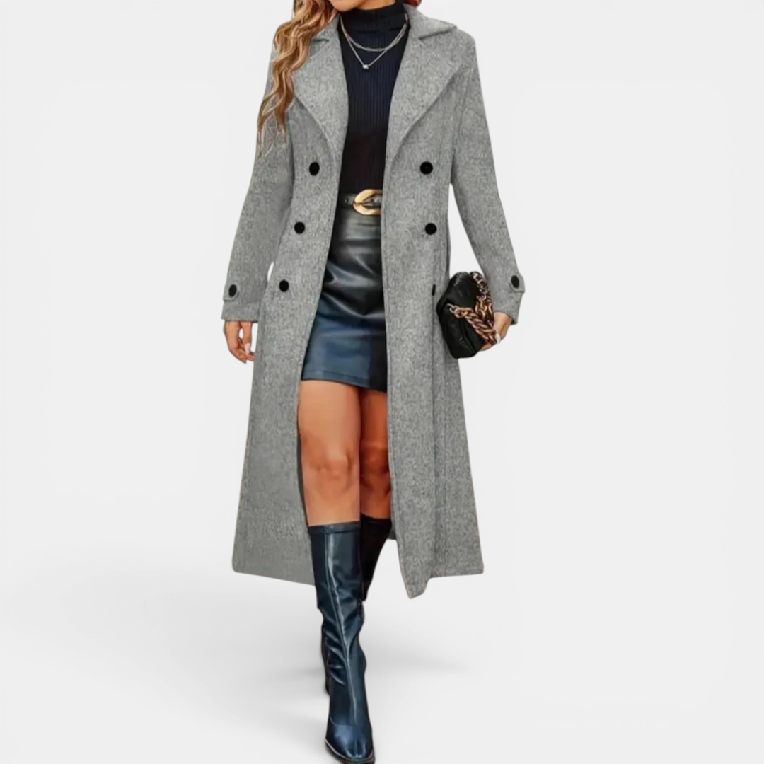 Double Breasted Notch Lapel Longline Coat