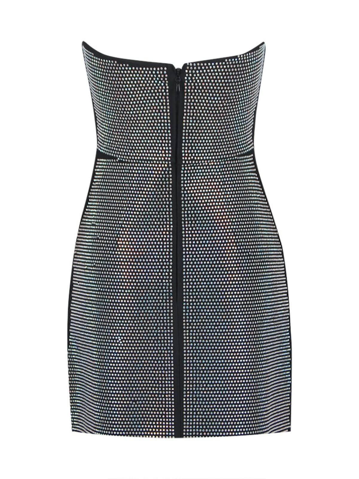 Griselda Strapless Rhinestone Bandage Dress - View 9
