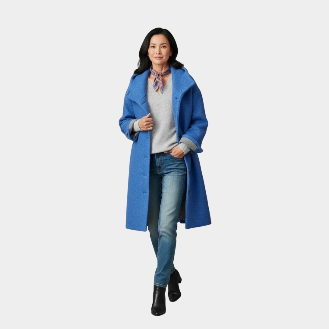 Hooded Button Front Longline Wool Look Coat 6