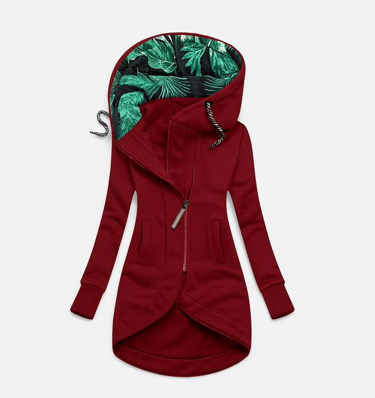 Hooded Asymmetric Zip Front Pocket Longline Jacket 6