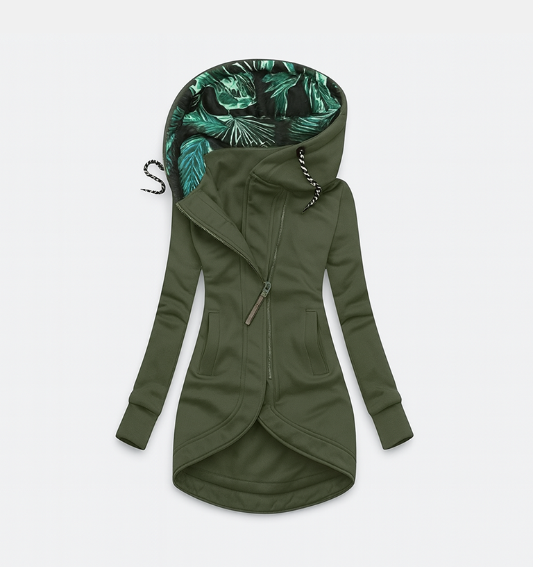 Hooded Asymmetric Zip Front Pocket Longline Jacket 4
