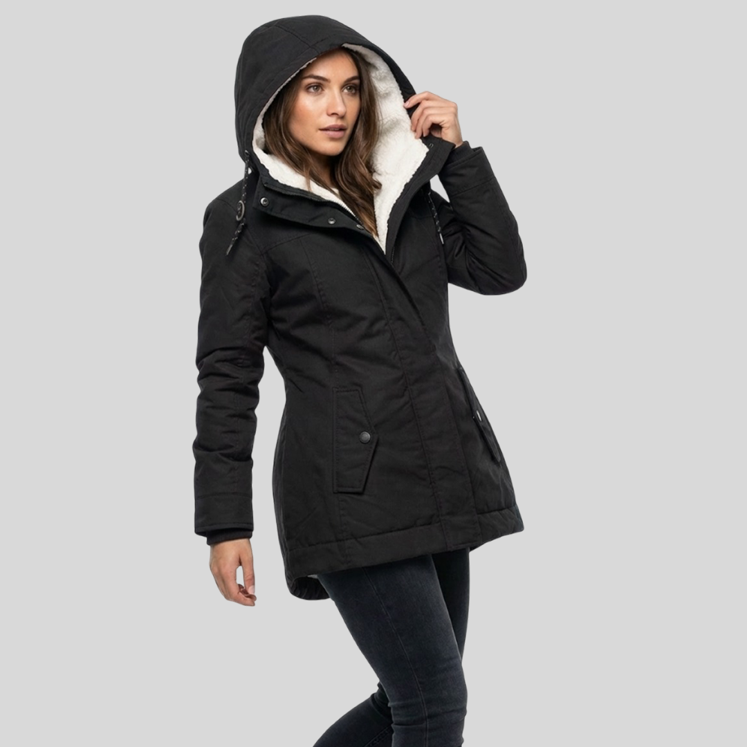 Hooded Sherpa Lined Zip Front Parka Jacket 2