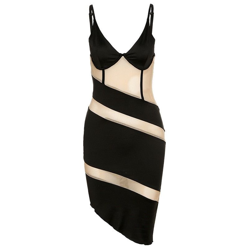 Mermaid Mesh Cut Out Midi Dress - View 9