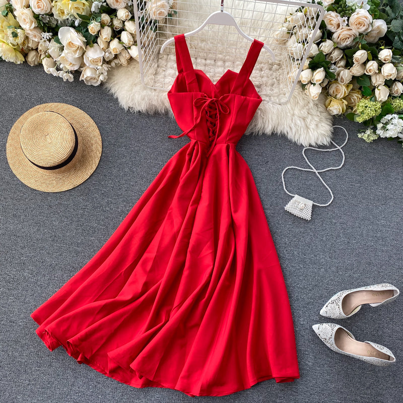 Cocktail Sleeveless Sweetheart Neck Wide Strap A-Line Midi Dress - View 19
