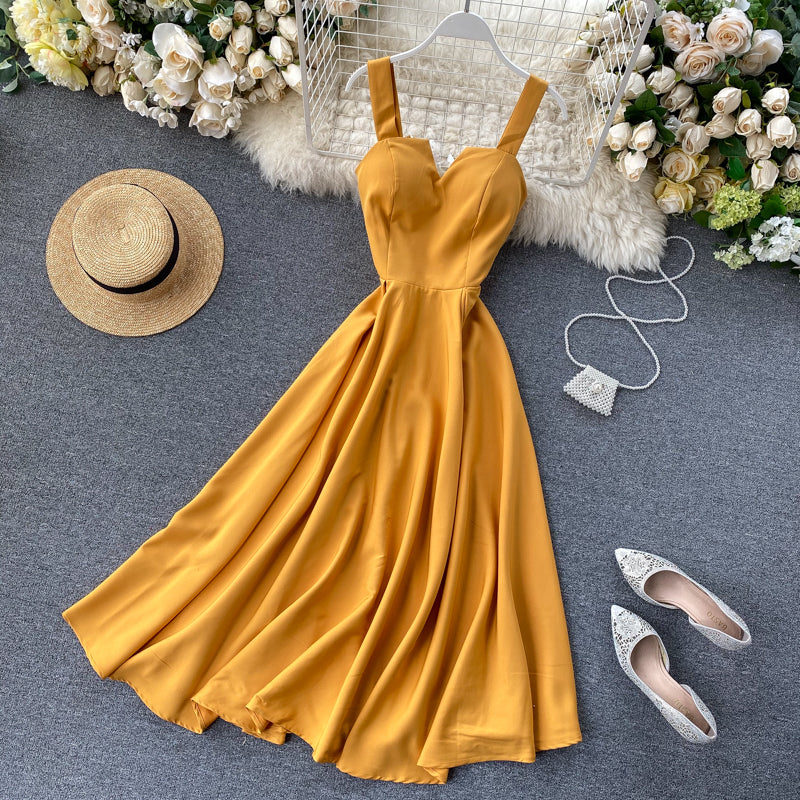 Cocktail Sleeveless Sweetheart Neck Wide Strap A-Line Midi Dress - View 2