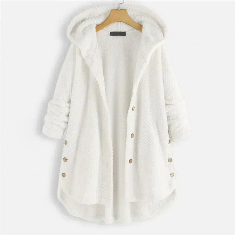Corduroy Hooded Button Front High Low Coat 3