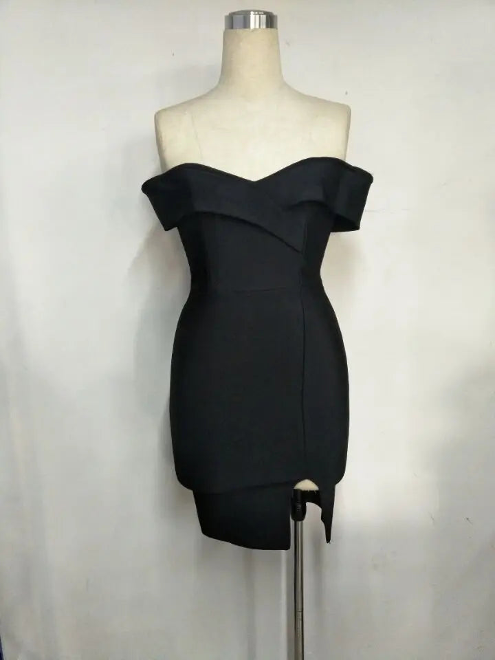 Off Shoulder Crossover Sweetheart Bodycon Cocktail Midi Dress - View 2