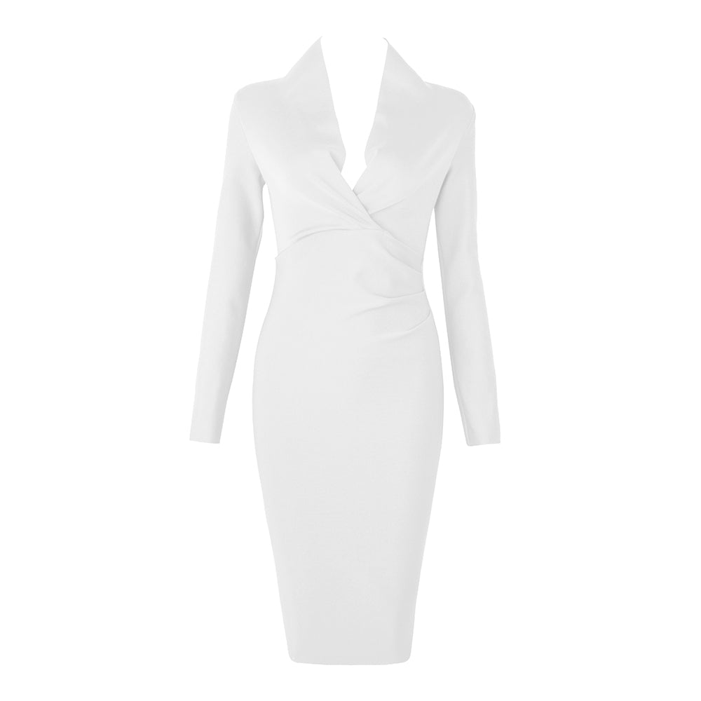 Full Gown Celebrity Club Gown - V Bodycon Deep Bandage