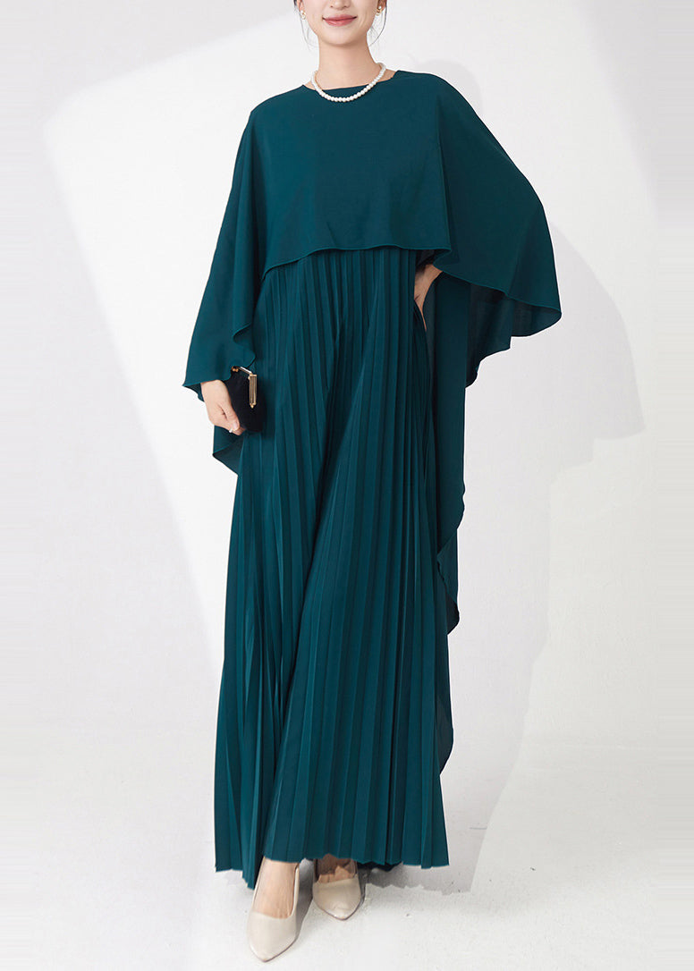 Cape Overlay Pleated Chiffon Maxi Party Dress - View 3