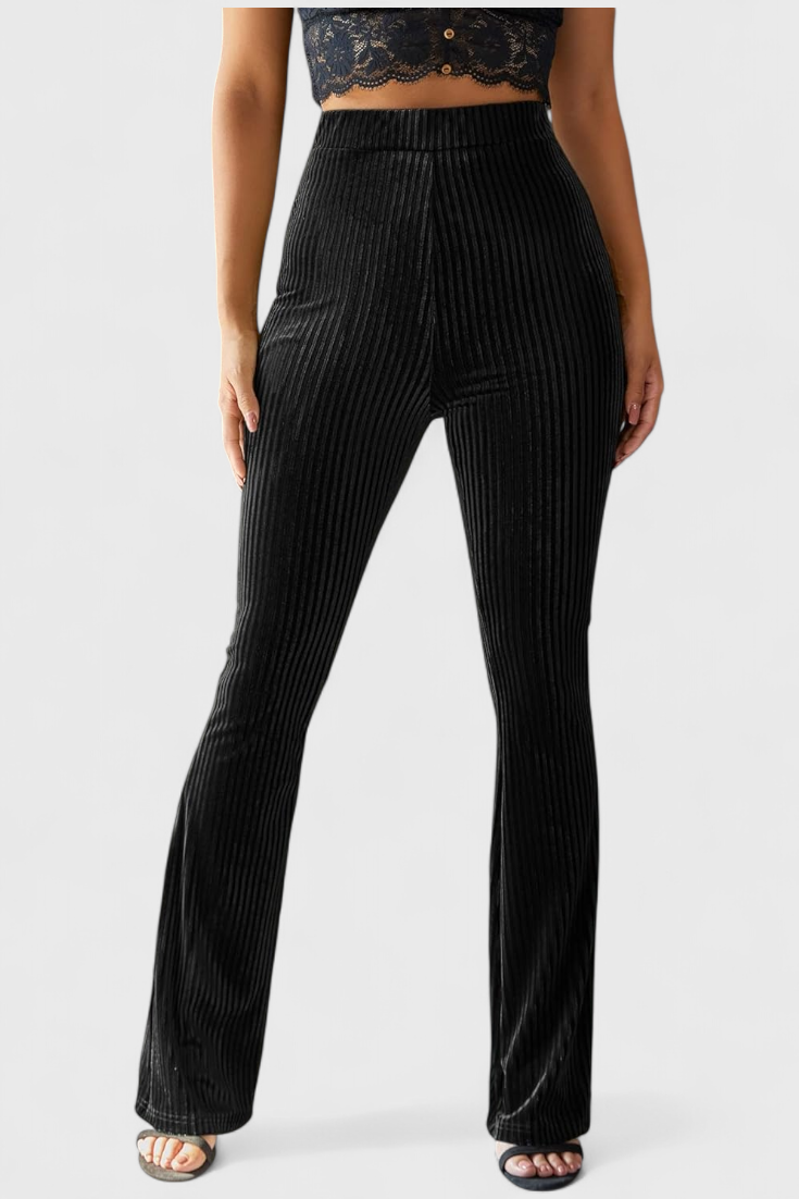 Ribbed Velvet High Waist Flare Pants 9