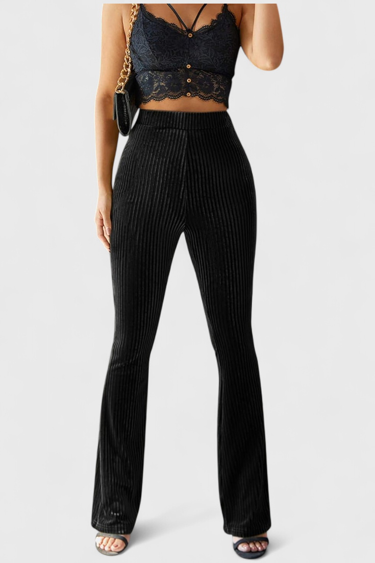 Ribbed Velvet High Waist Flare Pants 7