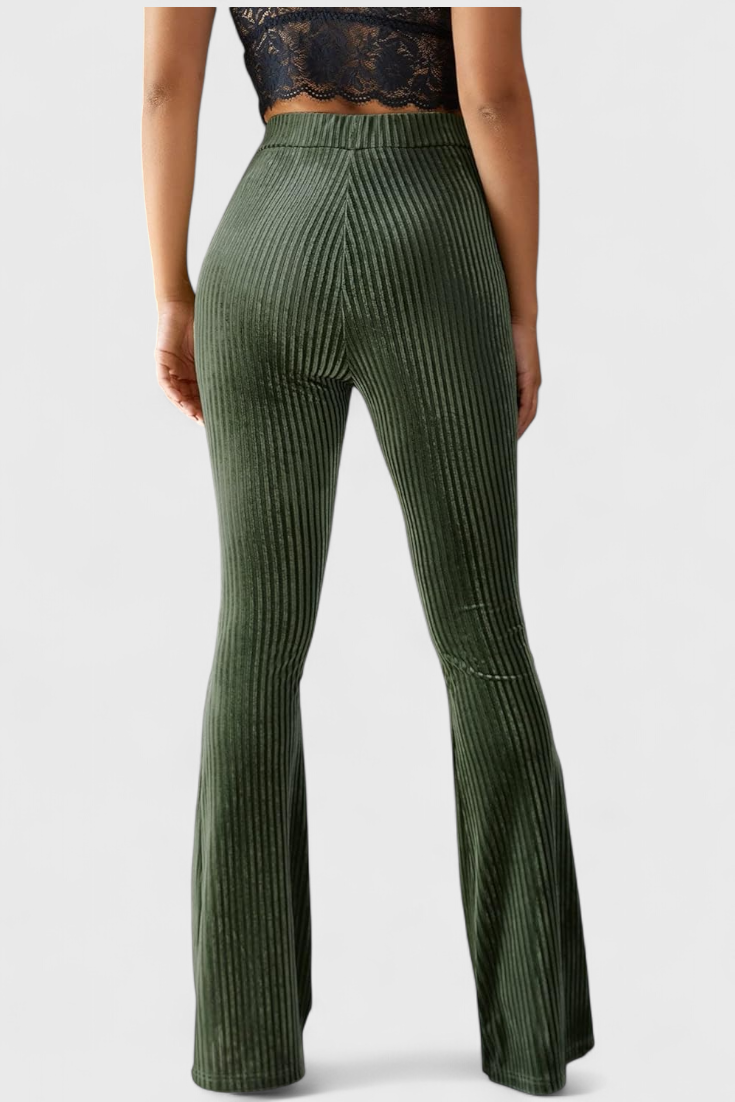 Ribbed Velvet High Waist Flare Pants 3