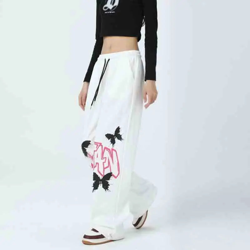 Graffiti Butterfly Print Hip Hop Pants