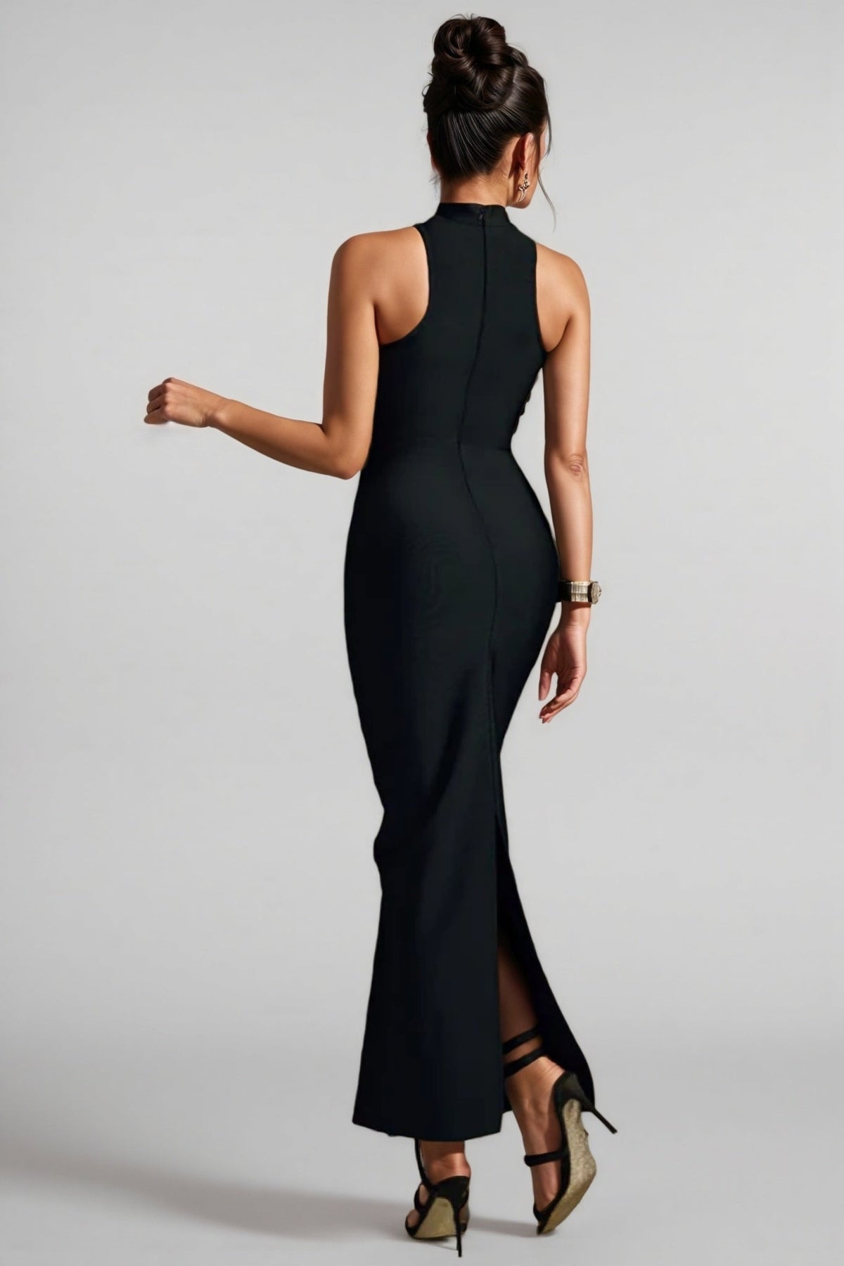 Halter Neck Ring Detail Mermaid Bandage Maxi Gown - View 6
