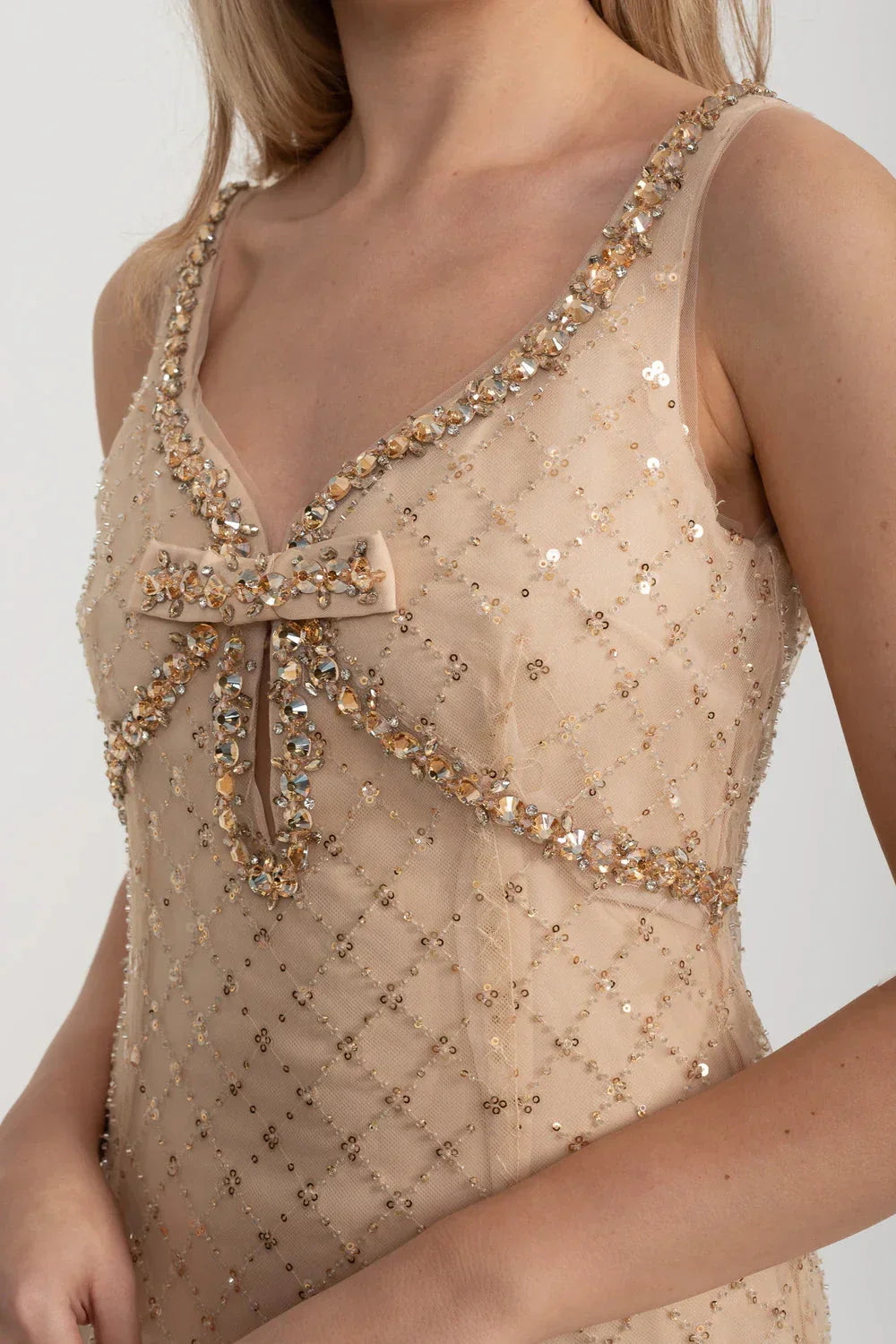 Fitted Mini Dress - Gold - View 8