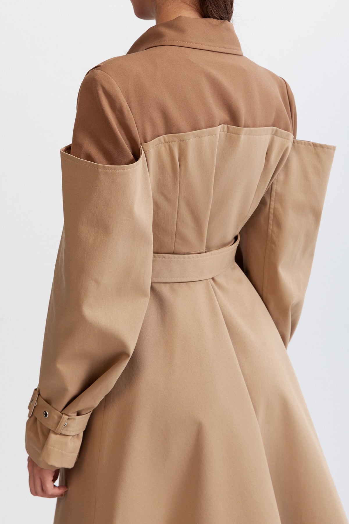 Cold Shoulder Cut Out Belted Double Breasted Buckle Midi Dress - View 6