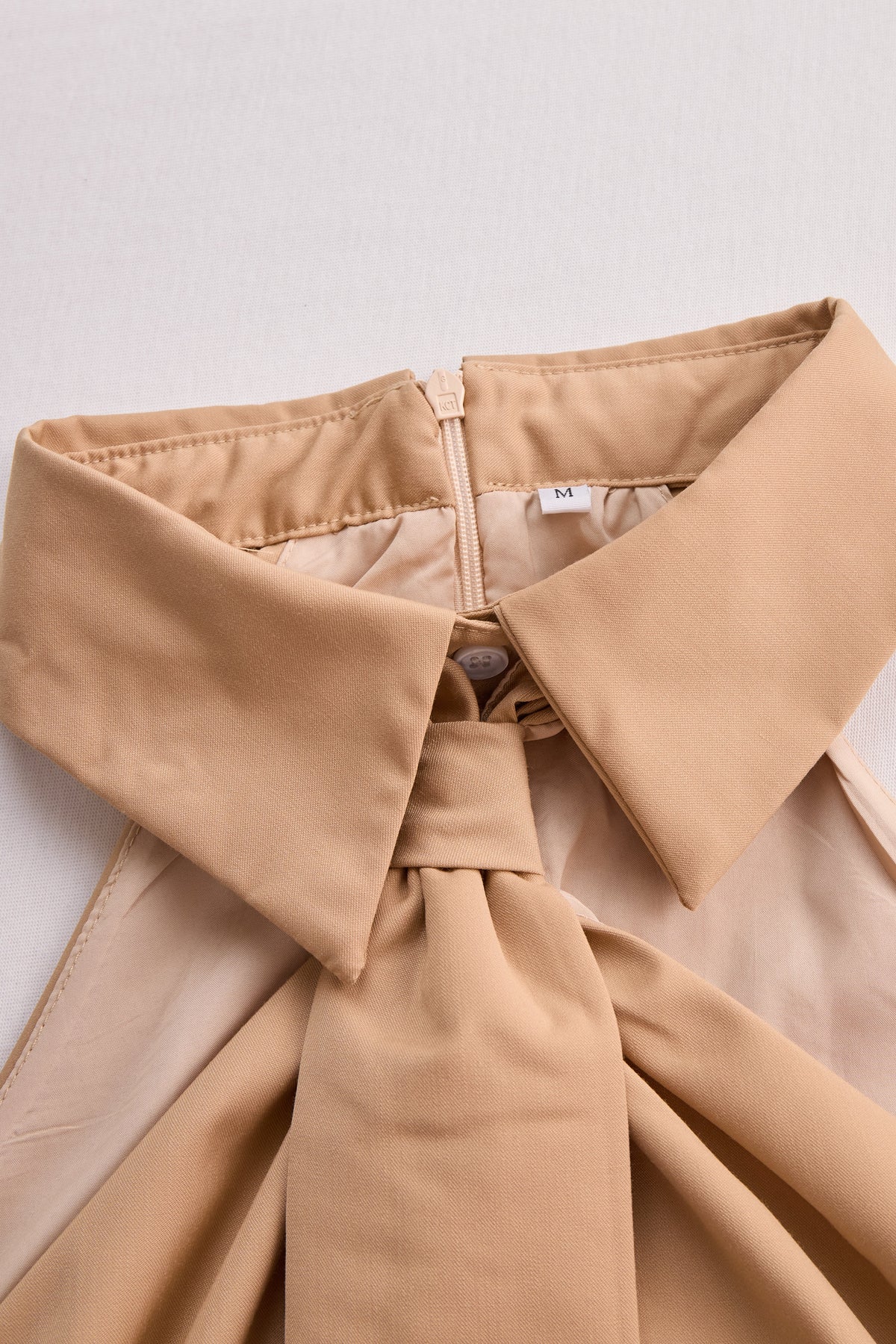 Collared Halter Neck Tie Front Sleeveless Satin Top 4