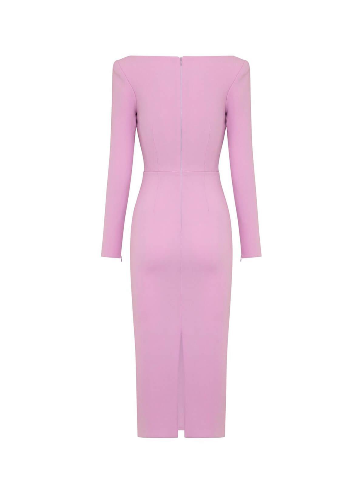 Long Sleeve Twist Cut Out Bandage Bodycon Midi Dress - View 7