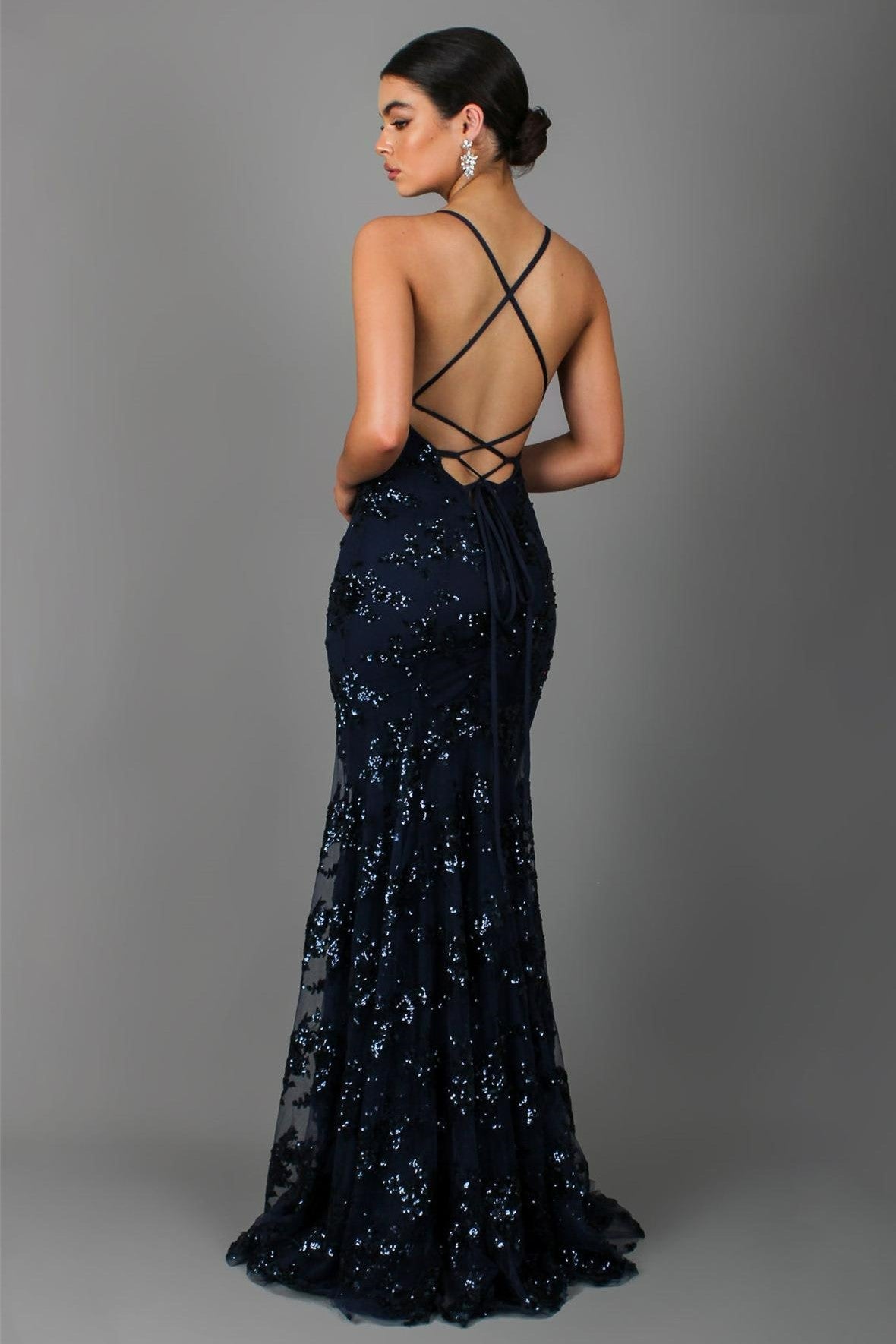 Sequin V-Neck Backless Maxi Dress - View 2