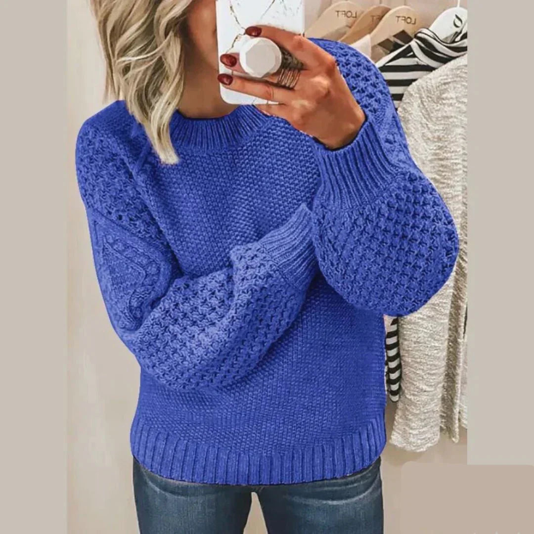 Mock Neck Long Sleeve Textured Knit Sweater 4