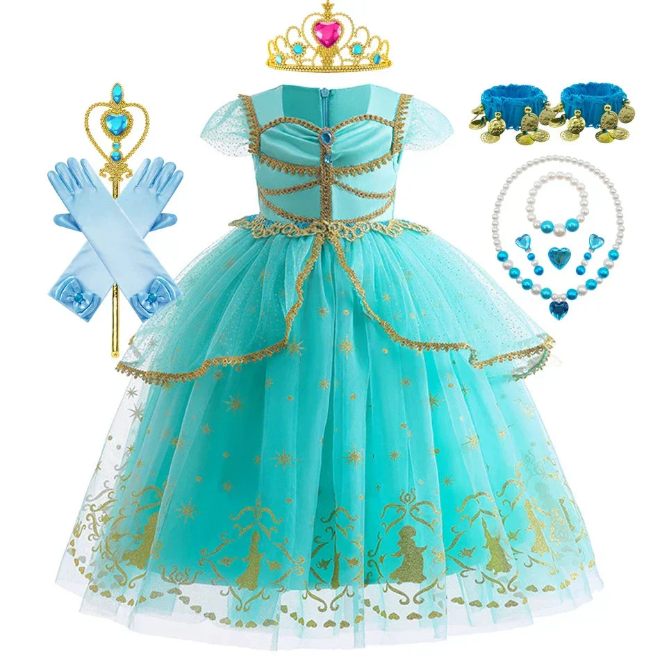 Glitter Star Print Tulle Puff Sleeve Princess Costume Gown 9