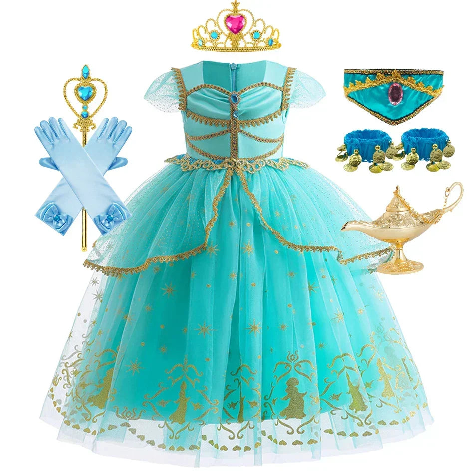 Glitter Star Print Tulle Puff Sleeve Princess Costume Gown 7