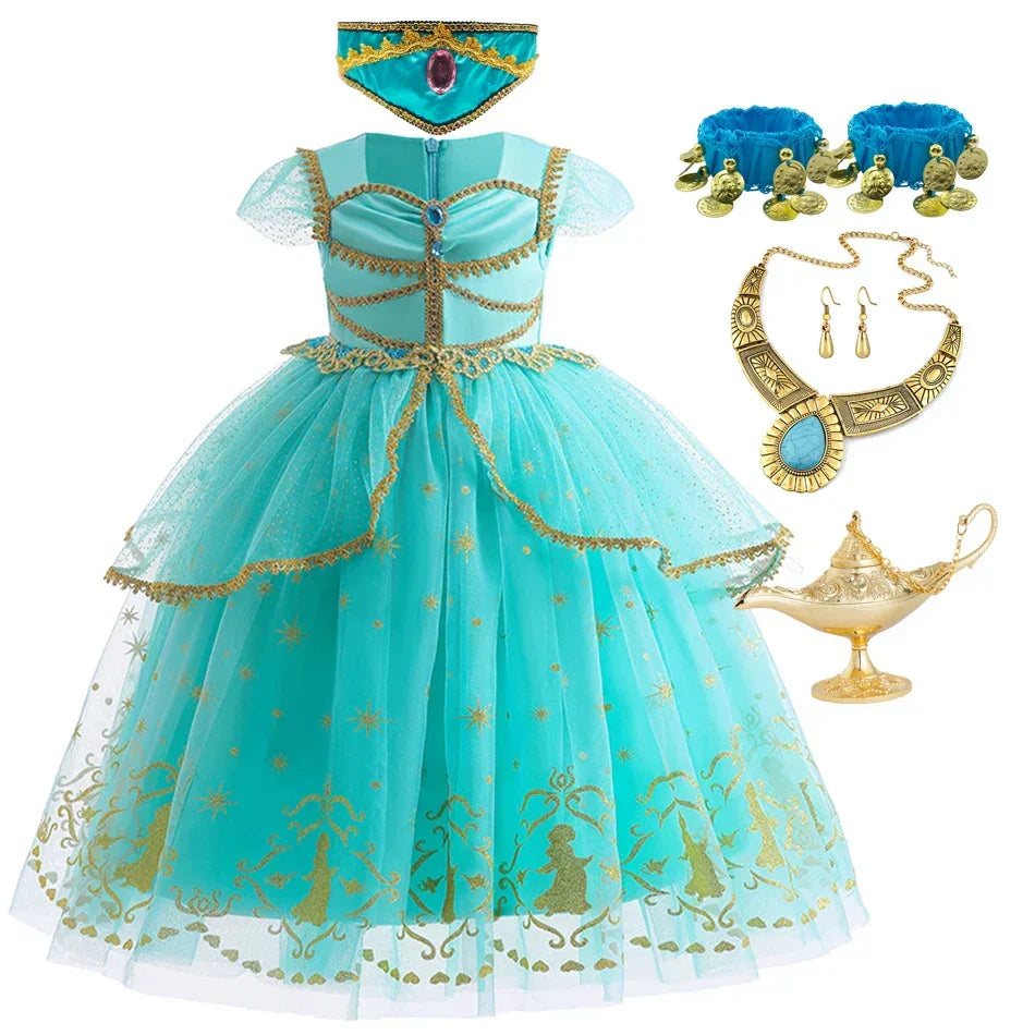 Glitter Star Print Tulle Puff Sleeve Princess Costume Gown 11