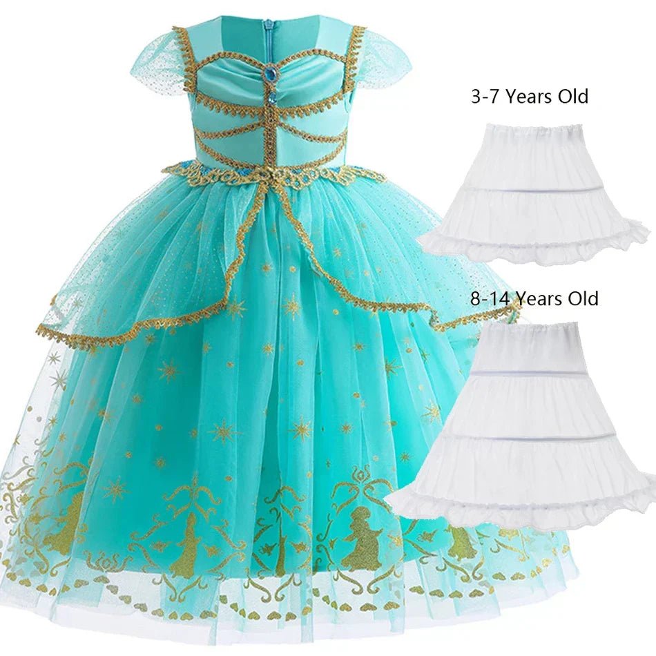Glitter Star Print Tulle Puff Sleeve Princess Costume Gown 17