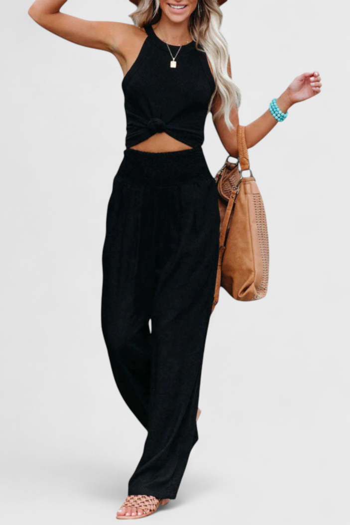 High Waist Smocked Wide Leg Pants 2