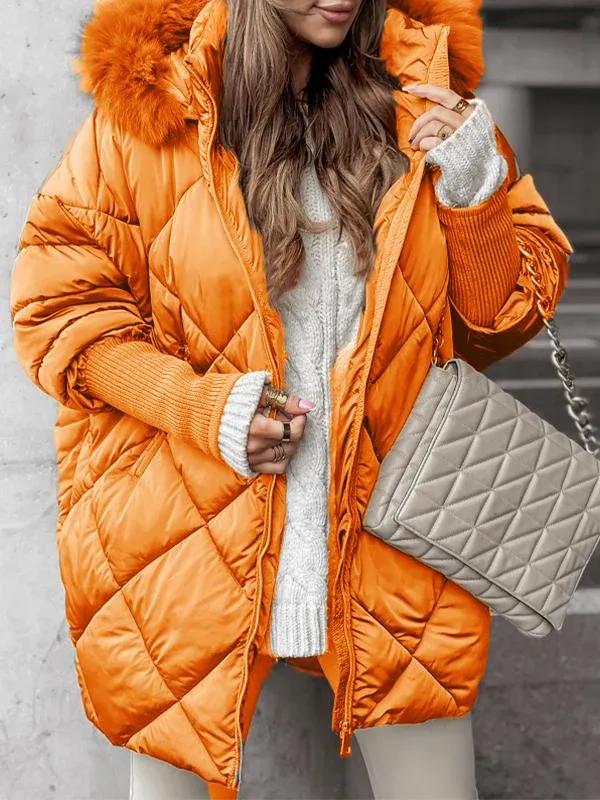 Faux Fur Hood Quilted Longline Puffer Jacket 4