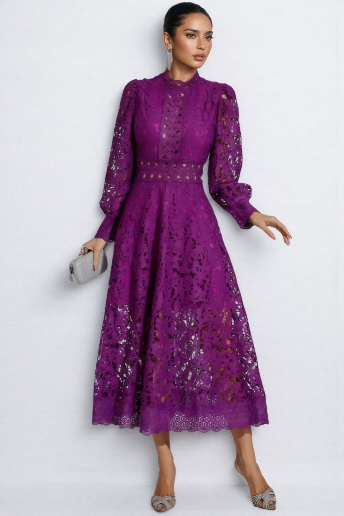 Maris Purple Lace Cutout Maxi Dress - View 6