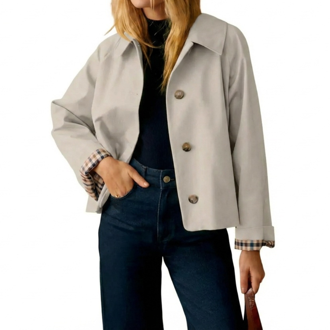 Point Collar Button Front Cropped Boxy Jacket 4